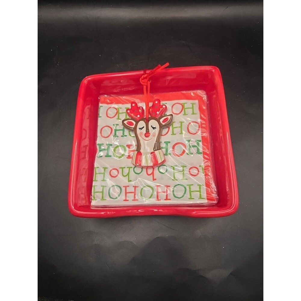 Dennis East Ceramic Rudolph Red Nose Reindeer Napkin Holder